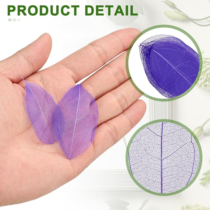 uxcell 100 Pcs Dark Purple Skeleton Leaves