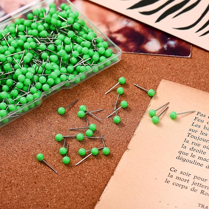 WILLBOND 500 Pack Map Push Pins Map Tacks Small Round Head Push Pins Thumb Tacks