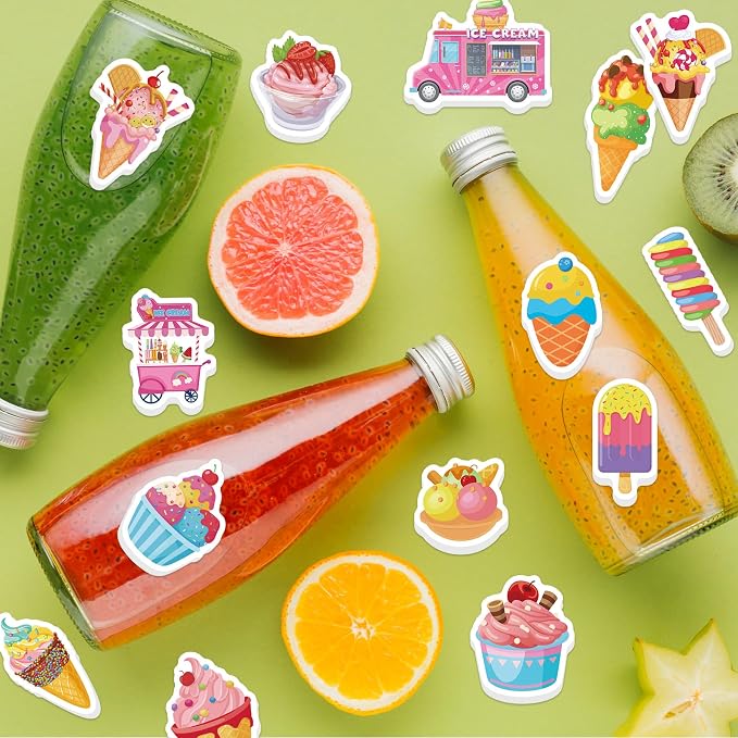 300Pcs Summer Ice Cream Foam Stickers, Colorful Self-Adhesive Ice Cream