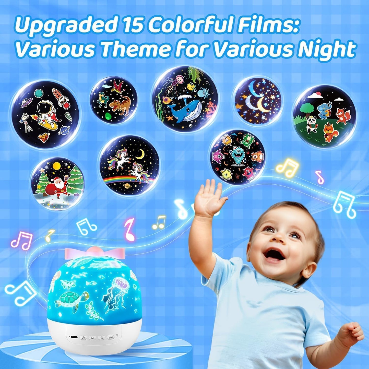 PIKOY Kids Toys for Girls Gifts, 15 Films Light Projector for Girls Toys Age 6-8, 15 Soothing Music for Kids Toys 0-10,Star+Unicorn+Princess+Mermaid Projector Toddler Girl Toys, 1 Year Old Girl Gifts