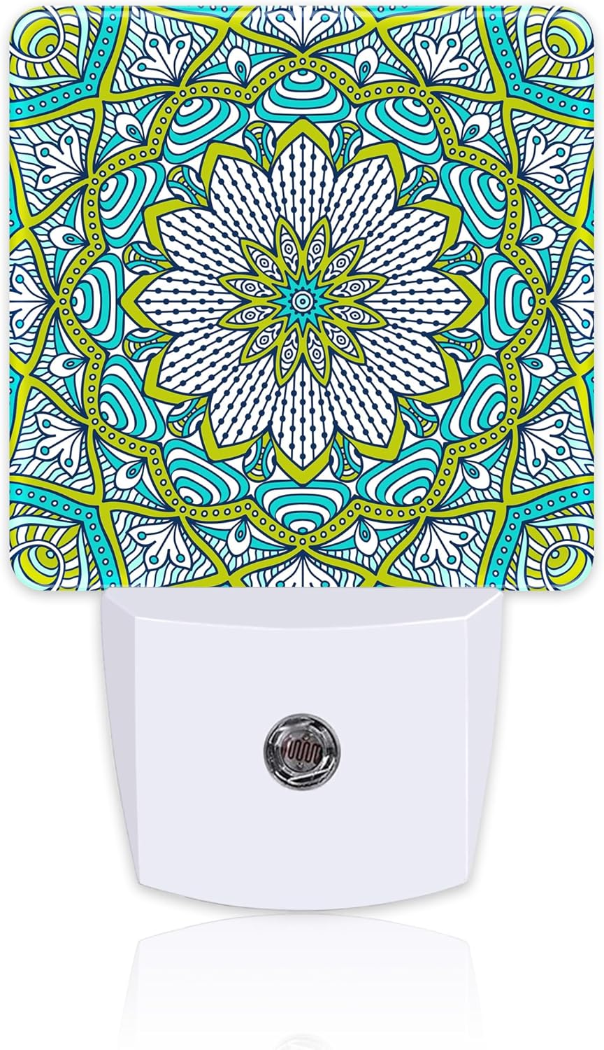 Vintage Mandala Flower Night Light Plug into Wall, Green Mandala Floral Dusk to Dawn Night Light,0.5w Energy Saving Sleep Friendly Nightlights for Kids Boys Girls Home Decor
