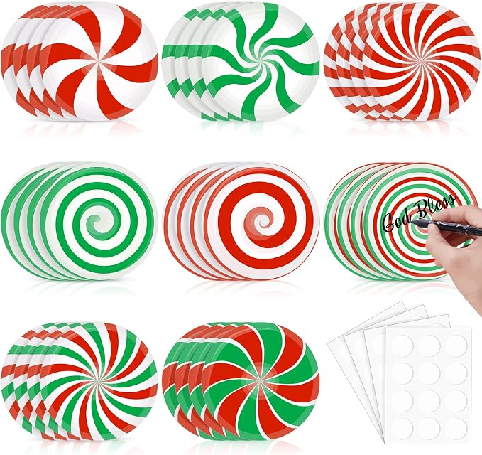 TaoBary 24 Pcs 7.09 Inch Christmas Candyland Peppermint Cutouts Candy Party