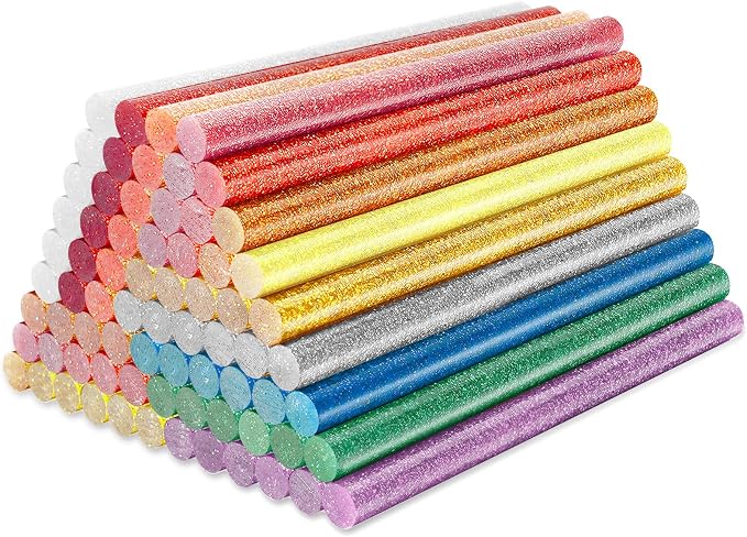 Colored Hot Glue Sticks Mini, 3.93 x 0.27 in Glitter Glue Stick, EVA Adhesive