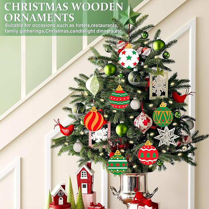 Wooden Christmas Ornaments to Paint Bell Decoration Cutouts Unfinished 36PCS