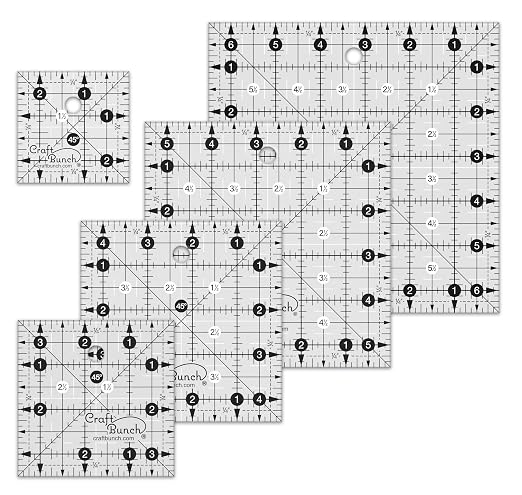 5 Non-Slip Square Quilt Template Rulers