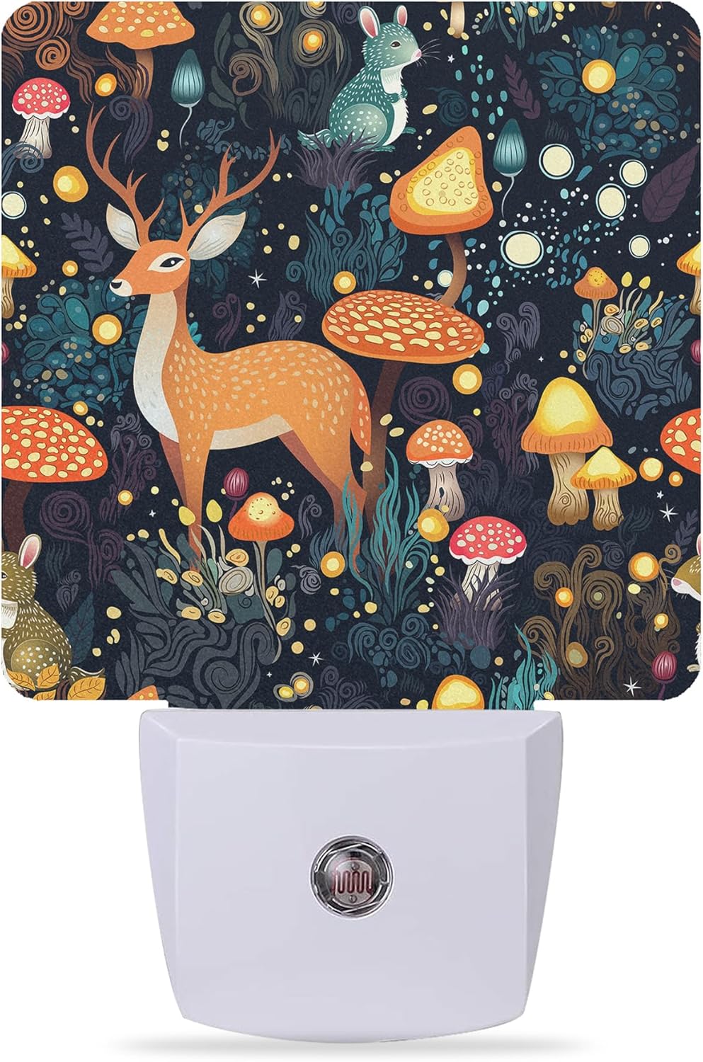 Night Lights Plug into Wall Fantasy Forest Mushrooms Deer Night Lights Dusk to Dawn Sensor Led Lamp for Women Men,Led Lights for Stairway/Hallway/Bedroom,0.5W