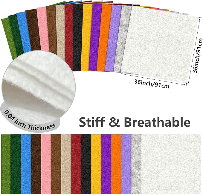 Felt Fabric 36'' X 36'' Large Felt Sheets Stiff Craft Felt by The Yard