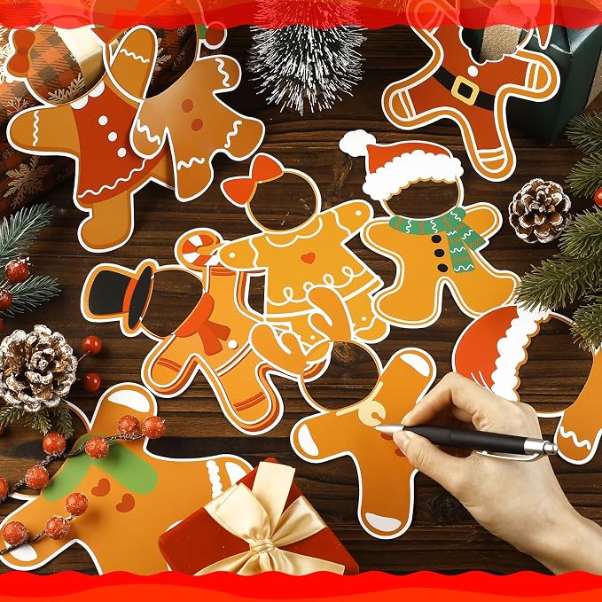 Gersoniel 72 Pcs Kid Christmas Gingerbread Man Decor Bulletin Board Cutout |
