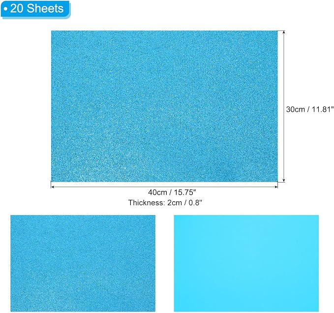 PATIKIL 20 Sheets 2mm Glitter Foam Sheet