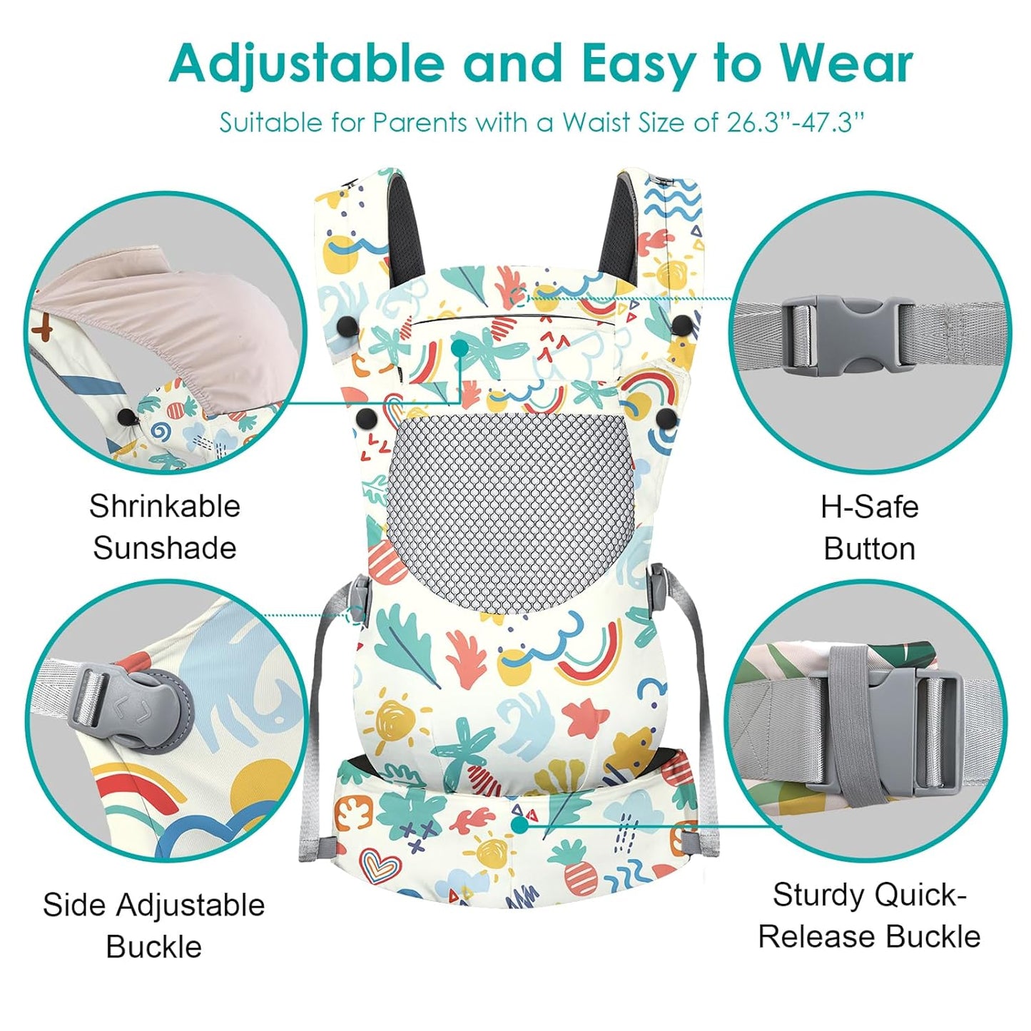 Infant Baby Front Carrier, Toddler Body Carrier, 7-66 Lbs Ergonomic Design, Lumbar Support, Lightweight Baby Chest Carriers (3-36 Months)