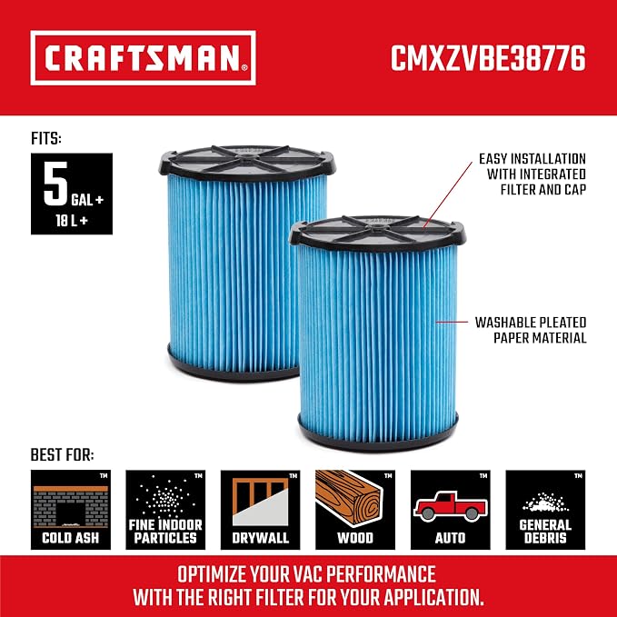 CRAFTSMAN CMXZVBE38776 Genuine 5-20 Gal. Fine Dust Wet Dry Vacuum Filter