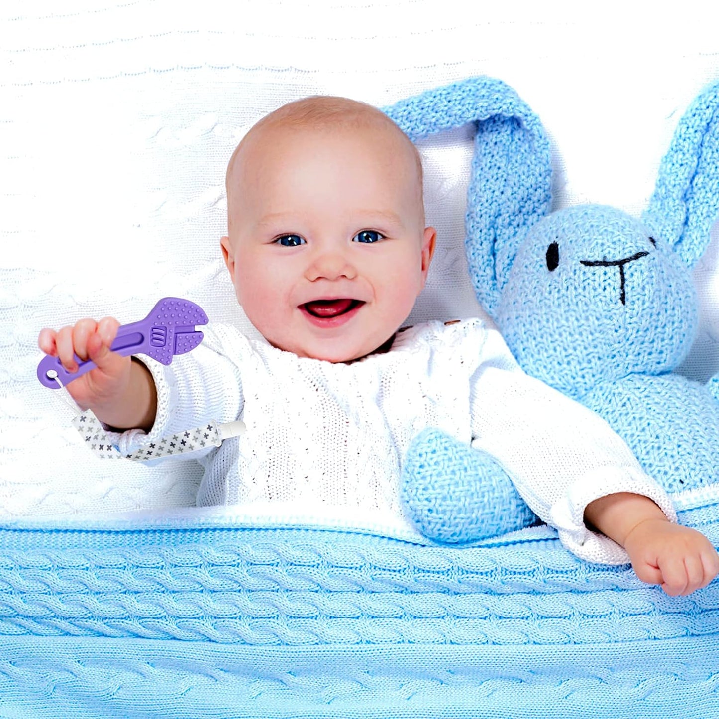 Haili Baby Teething Toys, Baby Teethers for 18+Months, Freezer BPA Free Silicone Teethers for Babies, Hammer Wrench Spanner Pliers Shape Teether Chew Toys
