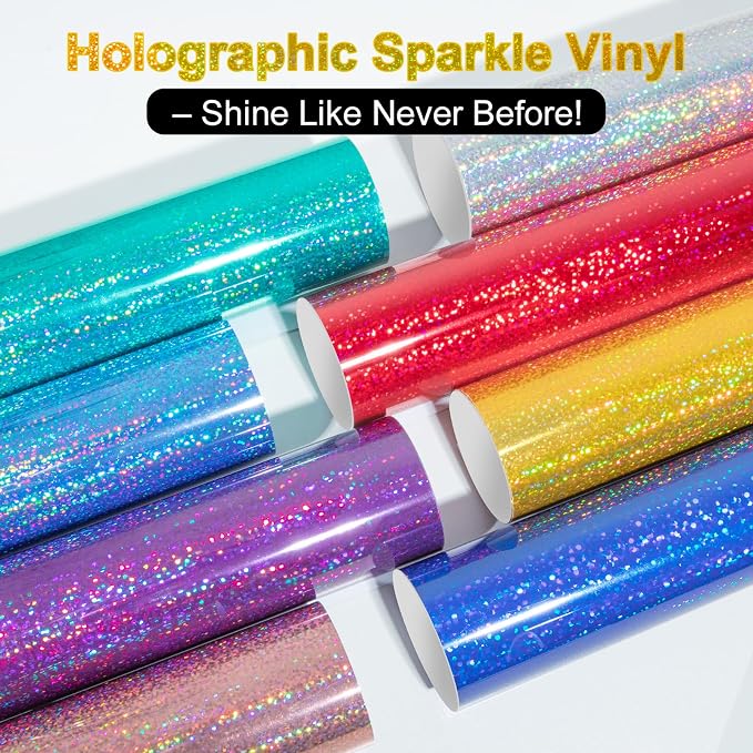 TECKWRAP Sparkle Gold Shimmer Vinyl Gold Glitter Permanent Vinyl Holographic