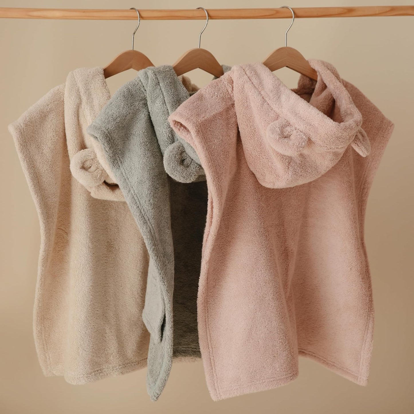 mushie Poncho Towel for Toddlers and Kids (Fog) | Organic Terry Cotton | Ages 1-3 Years
