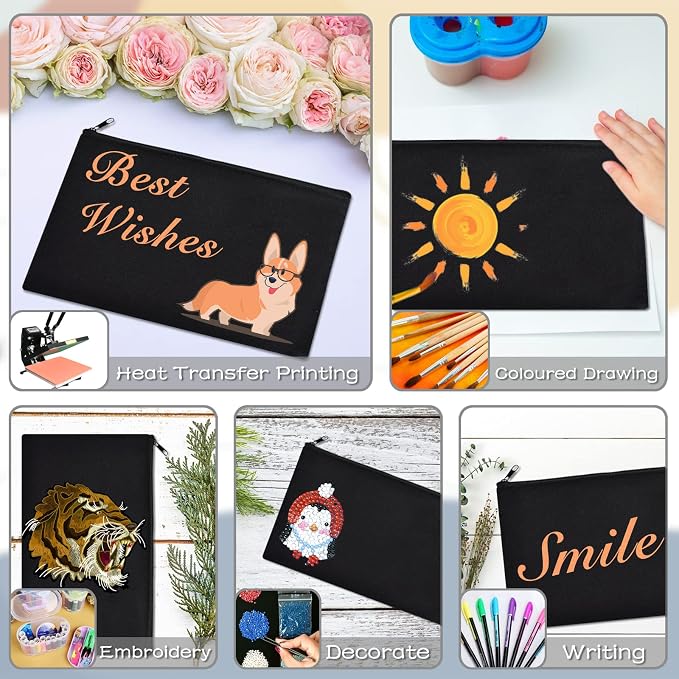 ZeeDix Canvas Zipper Pouch Bulk – 8.3 x 5 Inches Cotton Canvas Pouches
