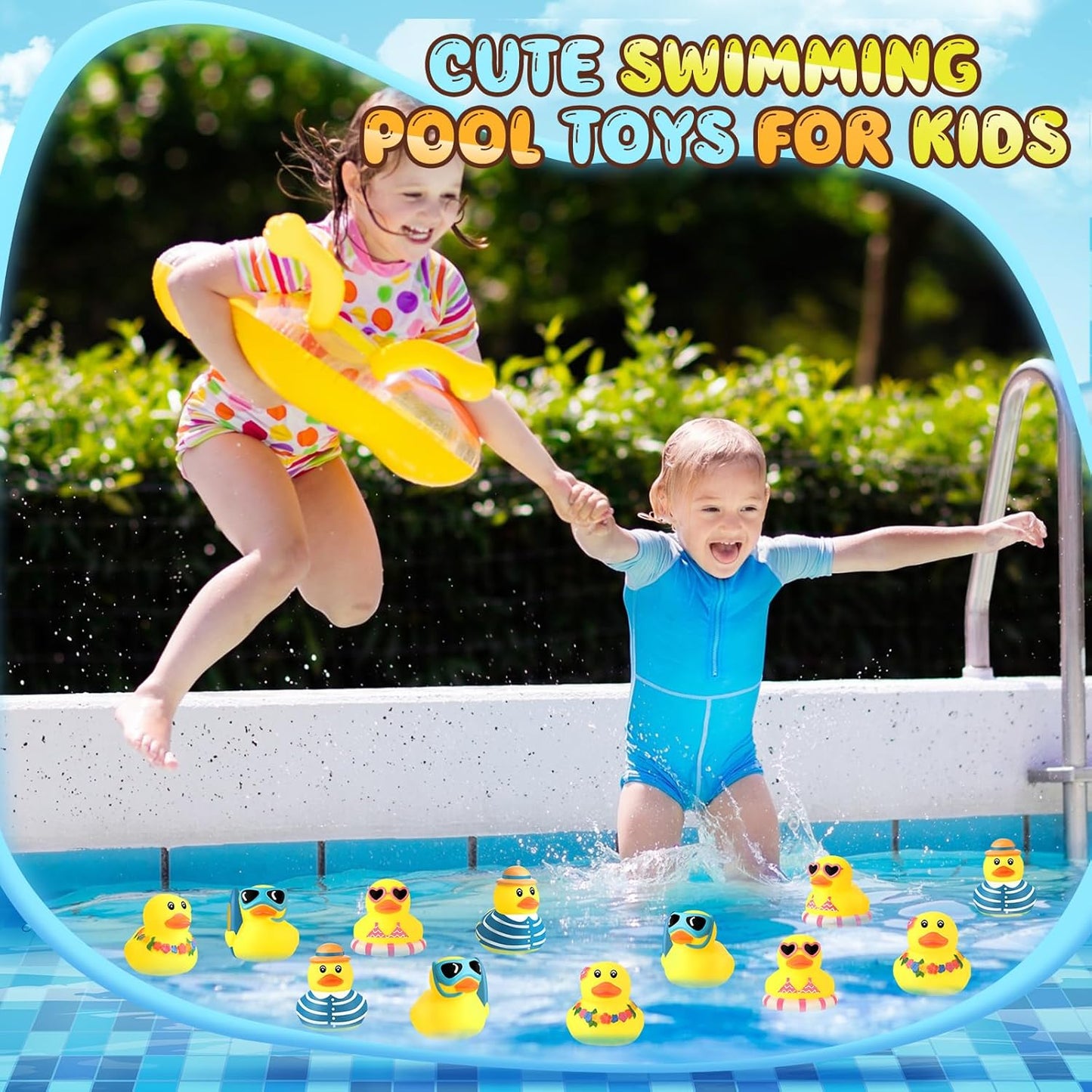 Honoson 24 Pcs Summer Beach Rubber Duckies Bulk Mini Rubber Duck Bath Toys Float Bathtub Ducky Cute Squeaky Ducky for Classroom Carnival Summer Birthday Baby Shower Party Favor