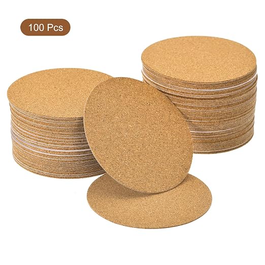 uxcell 100 Pcs Self-Adhesive Cork Round