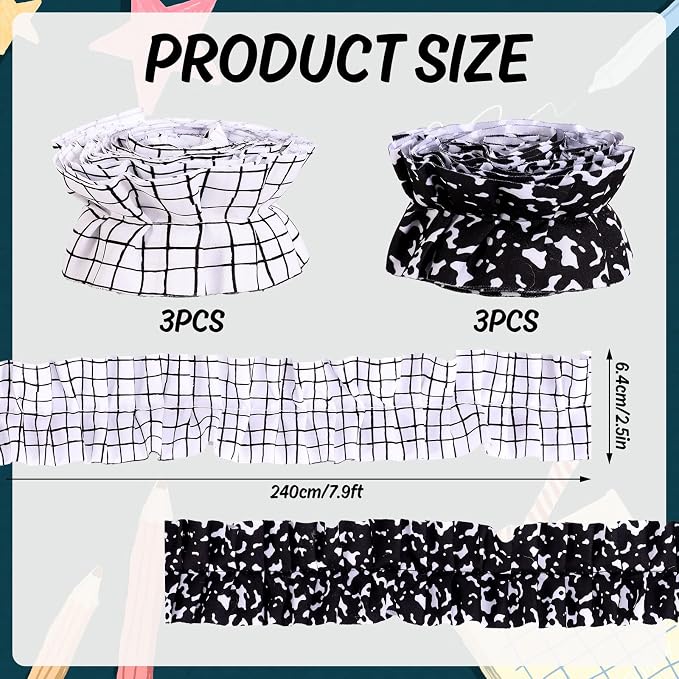 AnyDesign 6 Rolls 47Ft Ruffled Bulletin Board Borders Fabric Bulletin Border