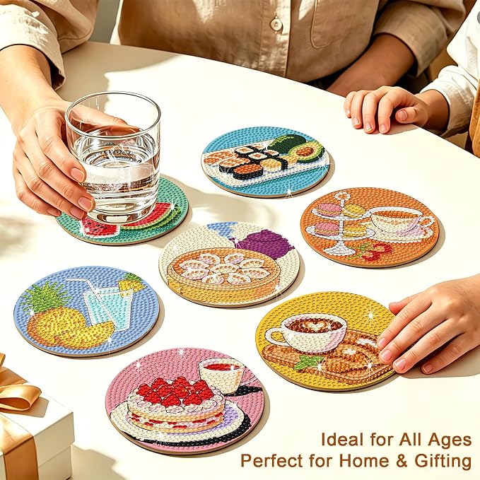 8-Pack Diamond Art Coaster Kit