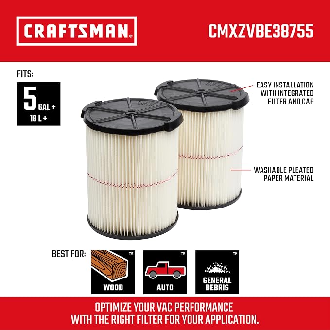CRAFTSMAN CMXZVBE38755 Genuine 5-20 Gal. General Purpose Wet Dry Vac Filter |