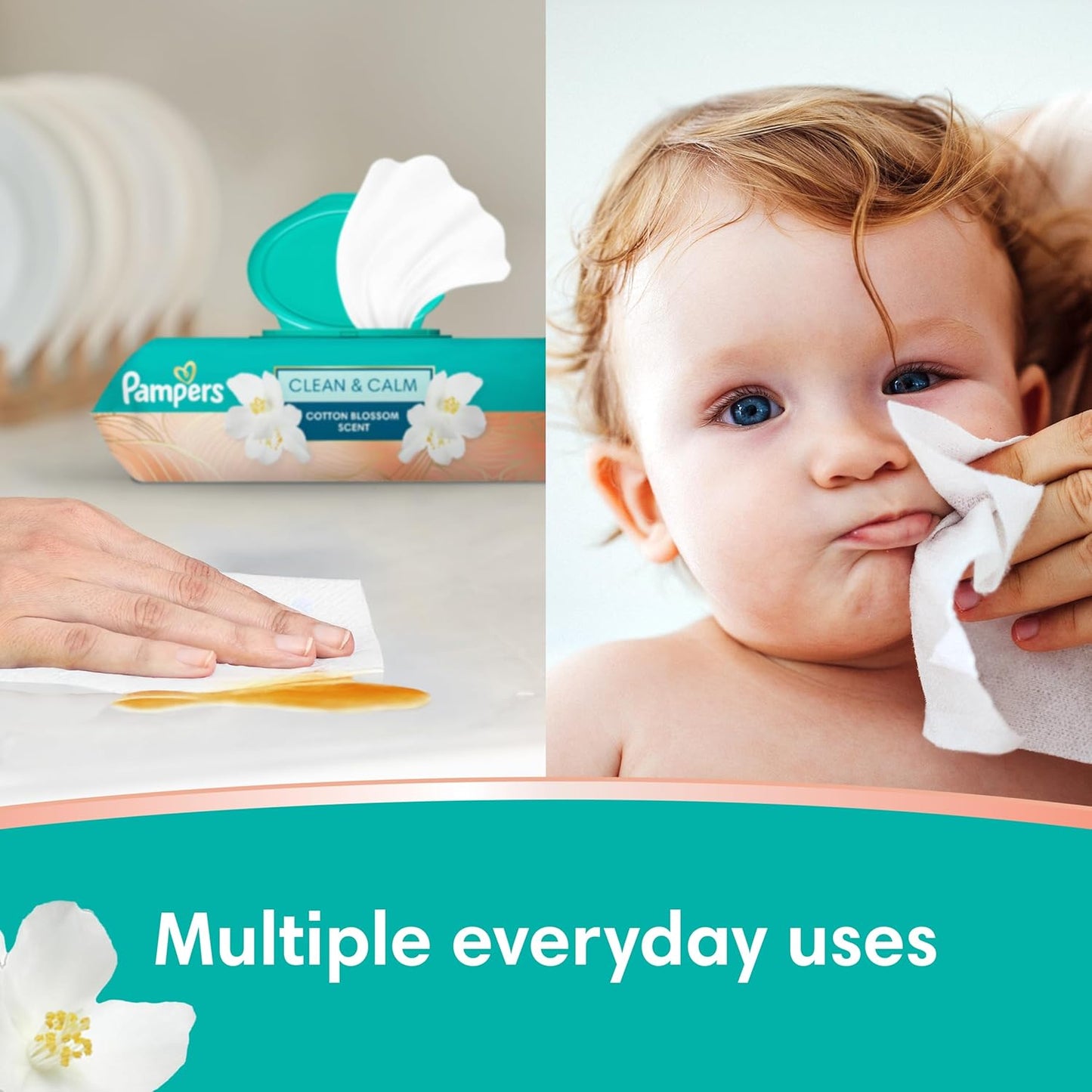 Pampers Wipes, Clean & Calm, Cotton Blossom Scent, 672 Wipes Total (12X Pop-Top Packs)
