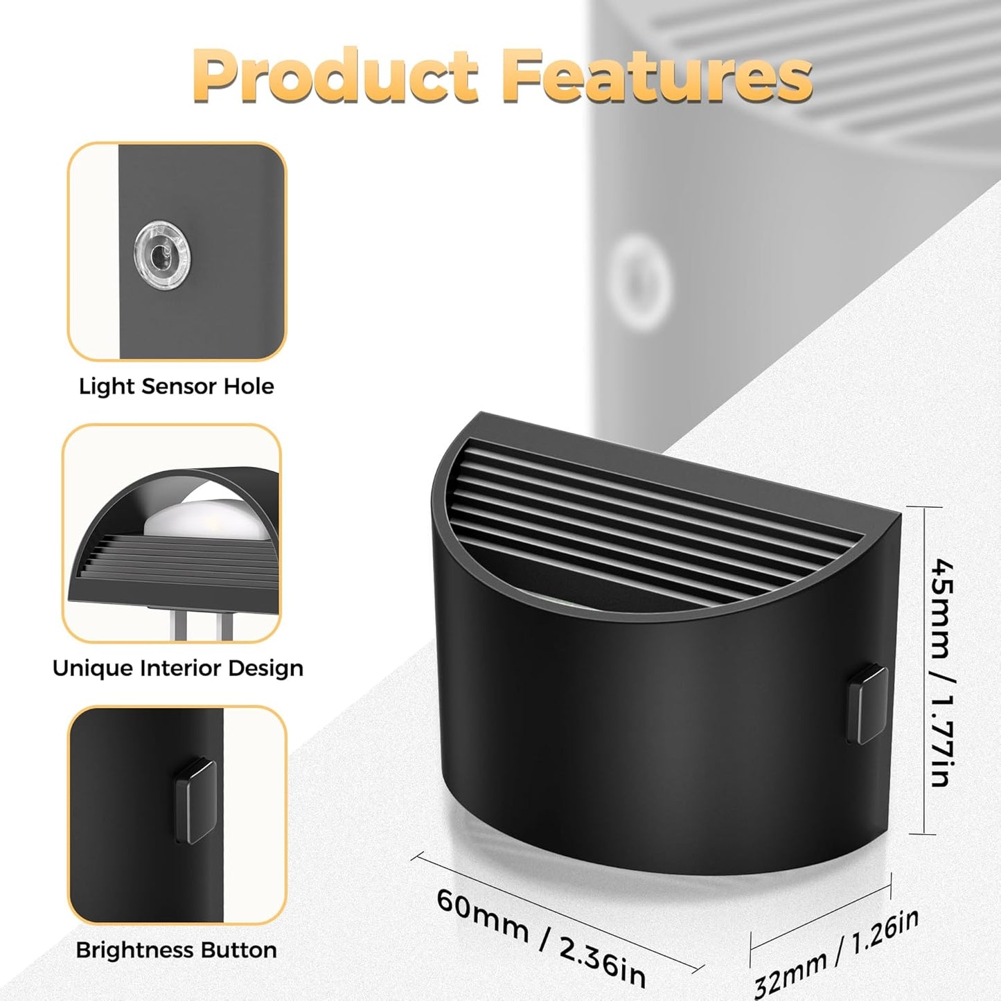 DORESshop LED Night Light[2 Pack], Night Lights Plug into Wall, 3 Level Brightness Adjustable Plug in Night Light, Dusk to Dawn Sensor, Nightlights for Adults, Bedroom, Bathroom, Hallway, 5000K