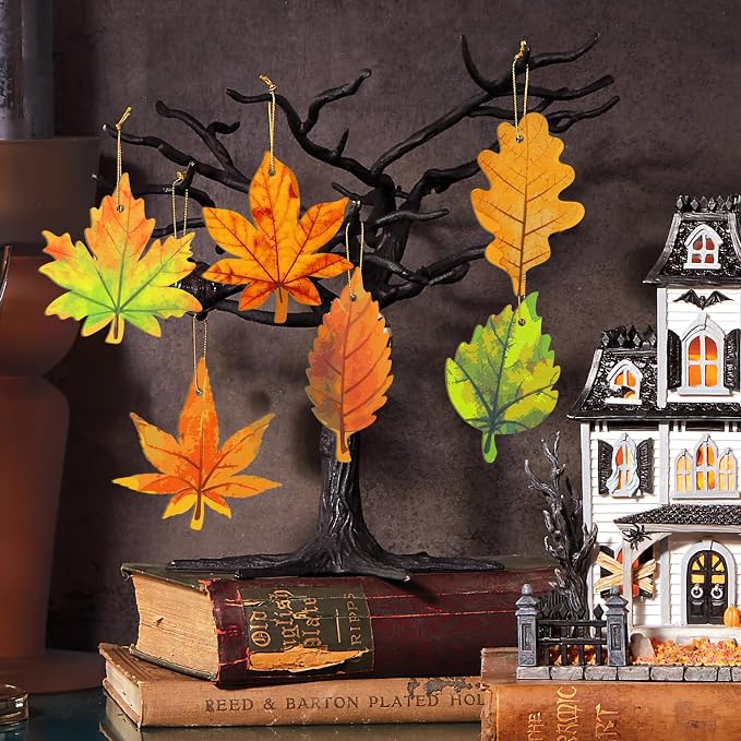36PCS Wooden Fall Ornaments to Paint Thanksgiving Decorations, 6 Styles DIY