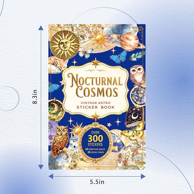 Vintage Astrology Sticker Book & Scrapbook Paper Pad, 40 Inner Pages