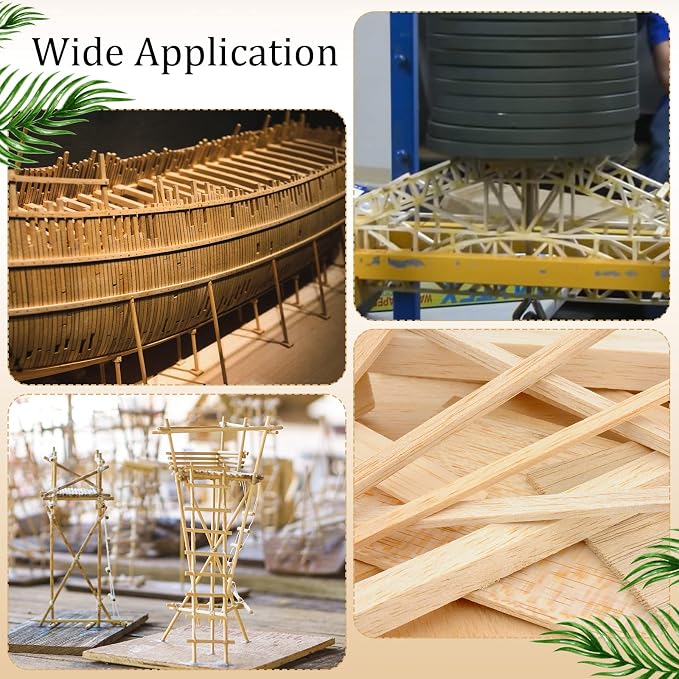 Yulejo 50 Pieces Balsa Wood Sticks, 1/2 x 1/2 x 12 Inch Square Wooden Dowels