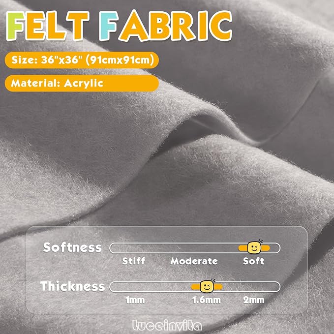 Light Grey 36" X 36" Felt Fabric Sheet