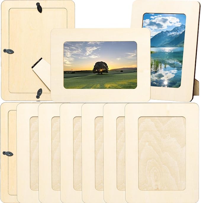 10 Pack Unfinished Wood Picture Frames 4x6 Bulk