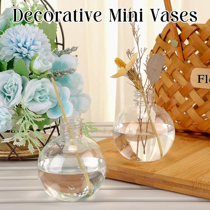 Jinei 30 Pcs 6 oz 200ml Ball Shape Plastic Sand Art Bottles Spherical Clear