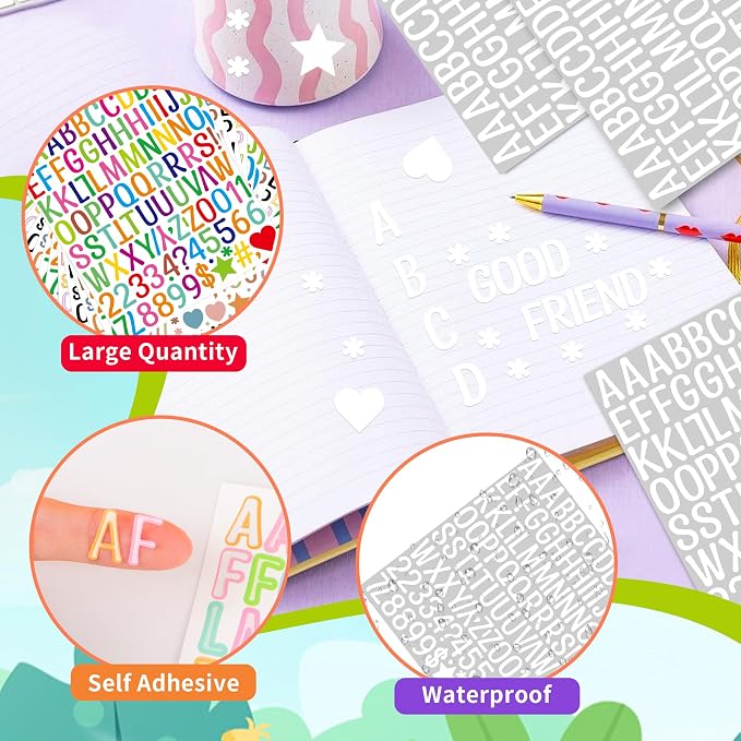 Letter Stickers 1 inch, Self-Adhesive Vinyl Waterproof ABC Letter Stickers