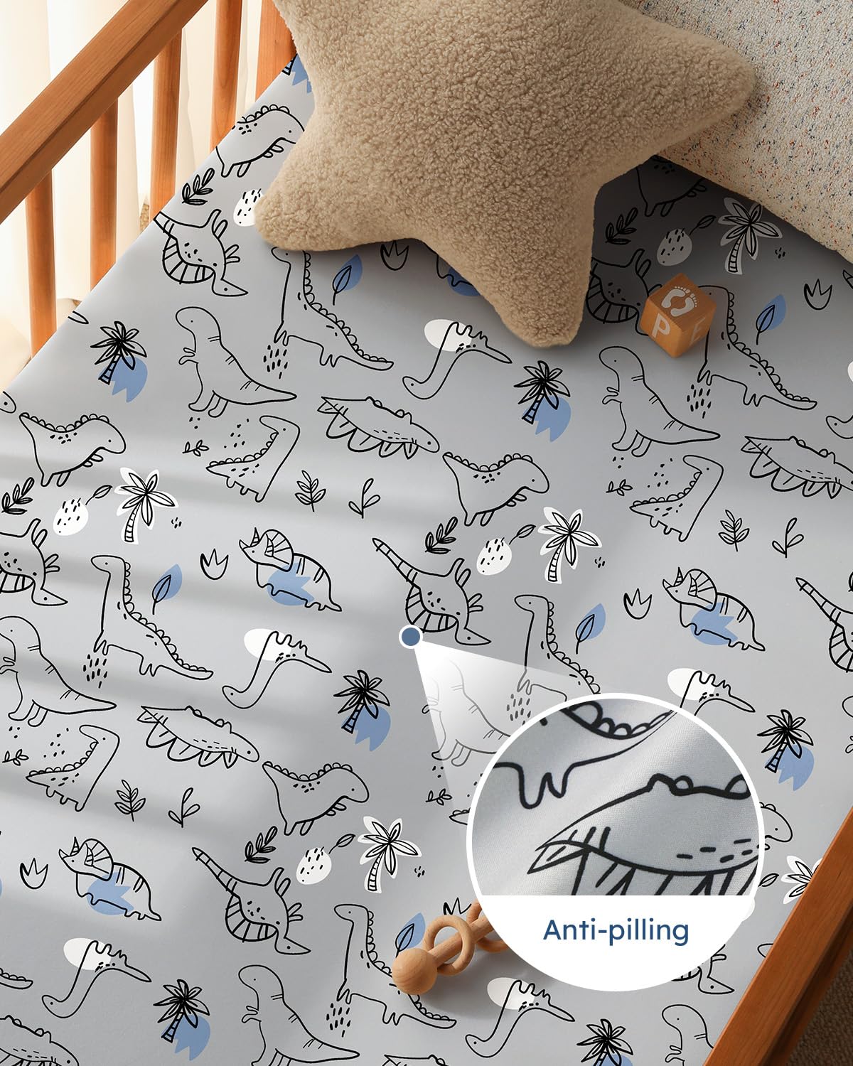 Baby Crib Sheets for Boys Girls, 28x52x8in Fitted Crib Sheet Neutral 3 Pack for Standard Crib and Toddler Mattress, Breathable Soft Microfiber Baby Sheet Grey & Blue Car