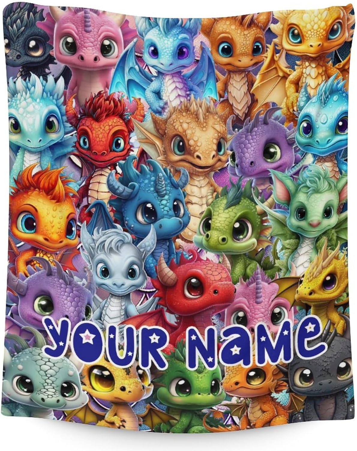 Custom Dragon Blanket Gifts with Name - 50x60 Inches Funny Throw Blanket for Babies, Kids, Boys & Girls - Colorful Soft Fuzzy Blankets for Couch, Sofa & Bed