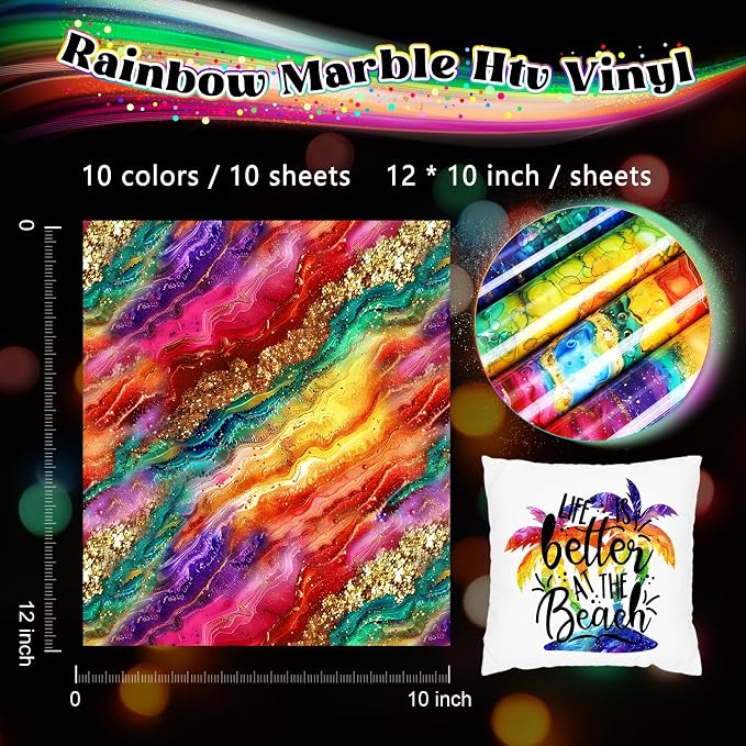 HTVSTD Watercolour HTV Heat Transfer Vinyl 10 Sheets 12×10in Iron on Vinyl |