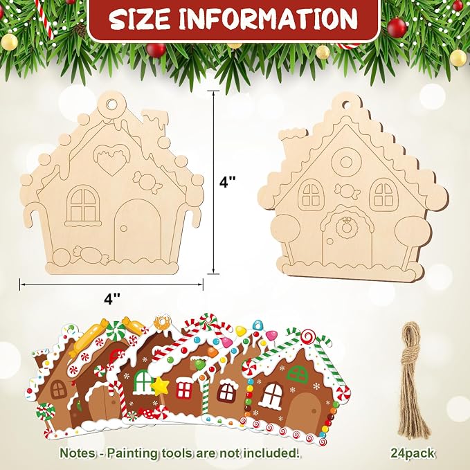COCHIE Wooden Christmas Ornaments to Paint