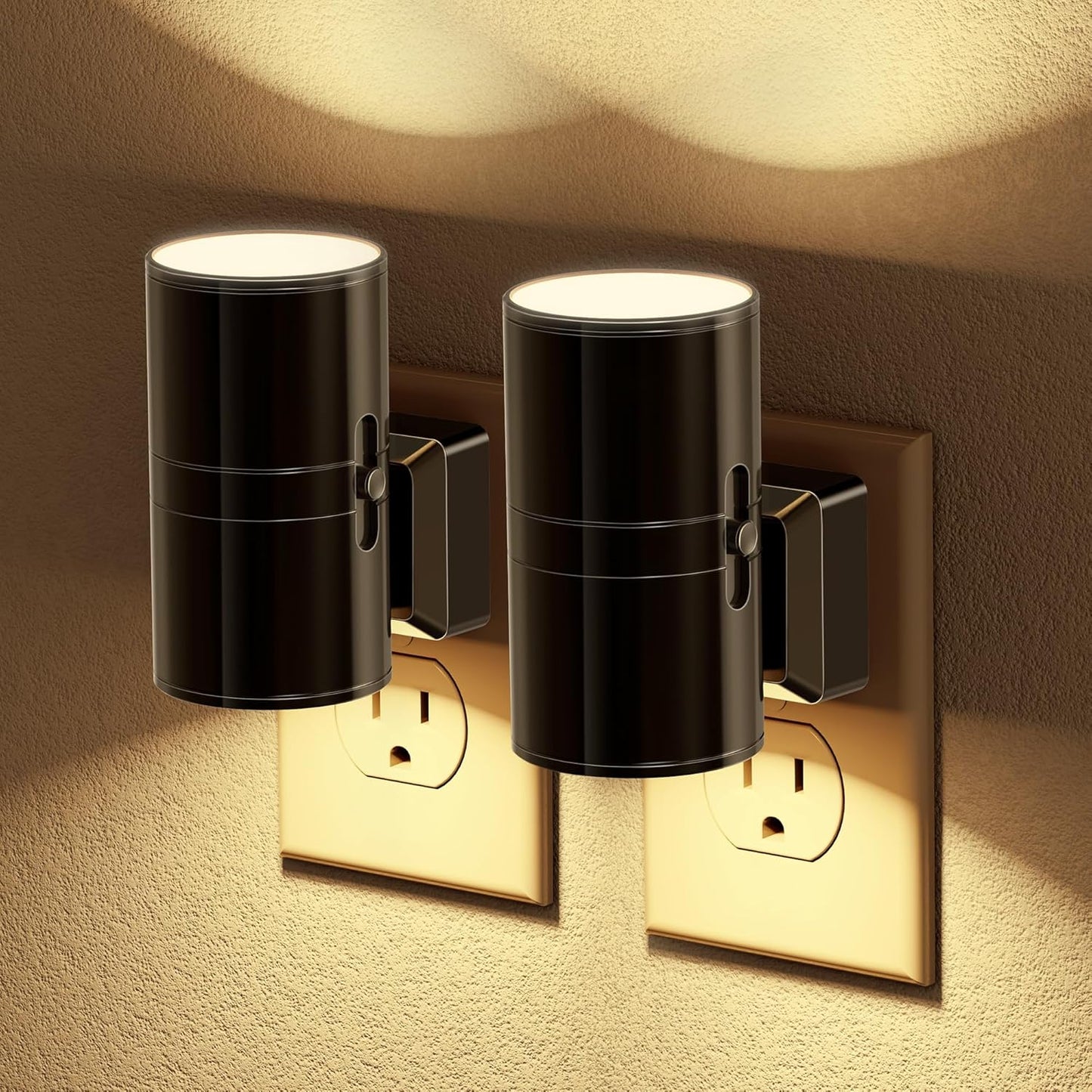 JandCase Night Light, LED Night Lights Plug into Wall, 2 Pack Automatic Nightlight with Light Sensor, 3000K Soft White 0-100LM Dimmable Modern Nightlight for Kids Bedroom Hallway