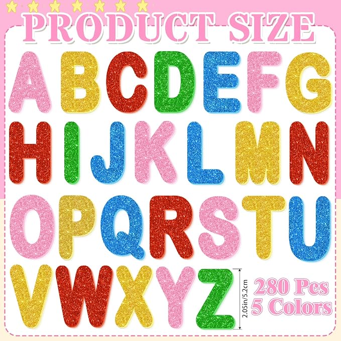 2 Inch Large Foam Letter Stickers Glitter Big Font