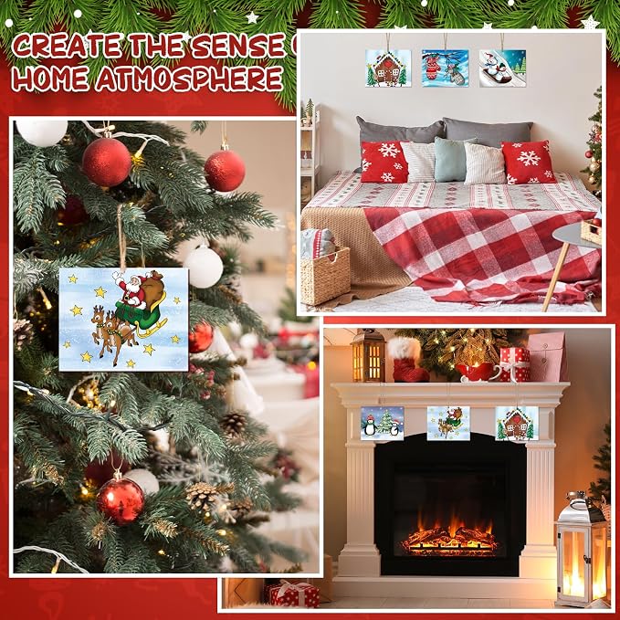 COCHIE 10 Pieces Large Christmas Unfinished Wood Crafts to Paint
