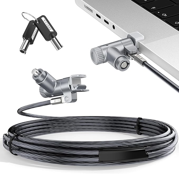 AboveTEK Laptop Locking Cable for MacBook Pro 14/16 (2021–2024), Anti-Theft Keyed Laptop Security Lock, 6.56ft Cut-Resistant Steel Computer Lock Cable, Rotatable & Portable Design