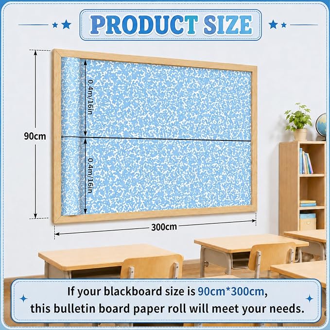 Blue Composition Bulletin Board Roll Non-Woven Fabric Poster 16in X 20ft | Back