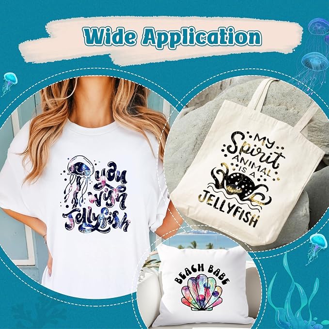 HTVSTD Glow in The Dark Jellyfish Heat Transfer Vinyl 6pcs 12×10in | Luminous