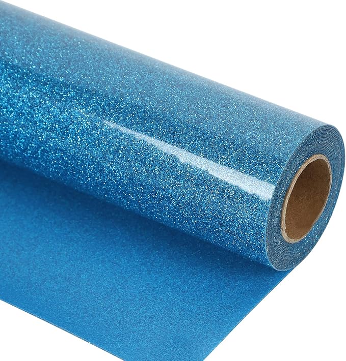 guangyintong Glitter Sky Blue Heat Transfer Vinyl HTV Rolls, HTV Vinyl