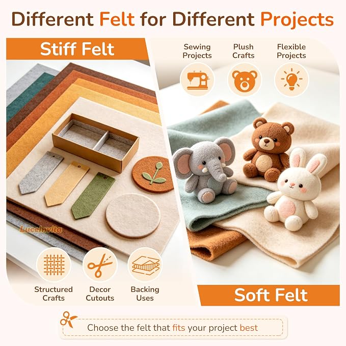 2mm Stiff Felt Sheets 12" X 12" | Thick Polyester Felt Material, DIY Craft