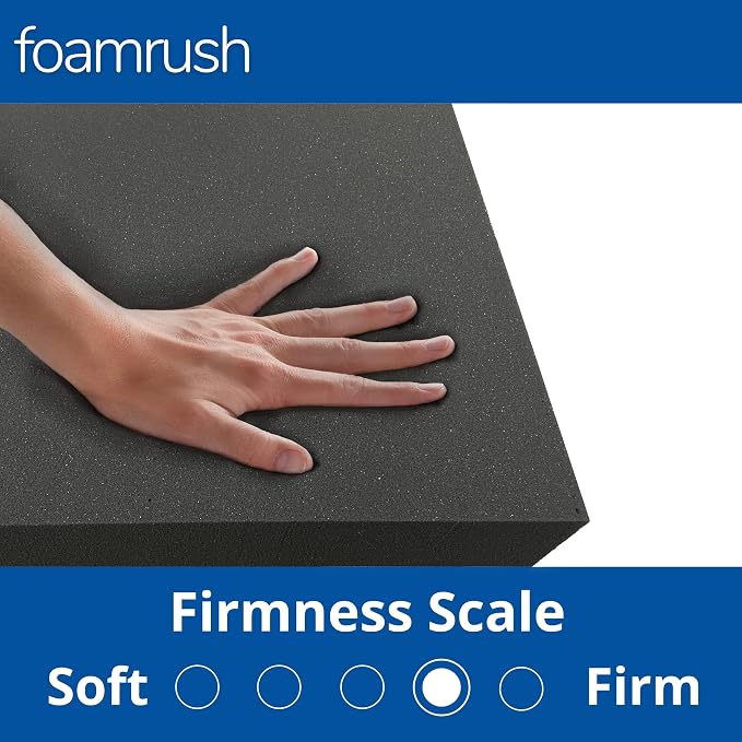 FoamRush 3"x 36" x 36" Charcoal Square Foam Cushion Replacement, Upholstery Foam
