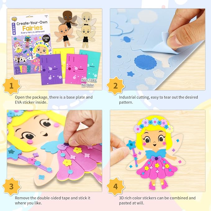 VKPI 4 Pieces EVA Foam Art Crafts Gift Kit, Creative Make Your Own Fairies