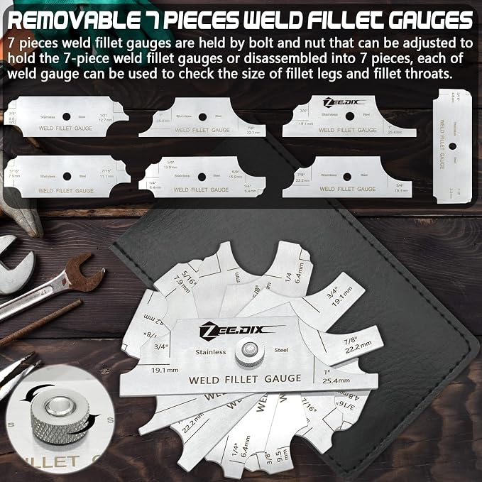 ZeeDix Metal Fillet Weld Gauge Set | Stainless Steel Welding Inspection Gauge