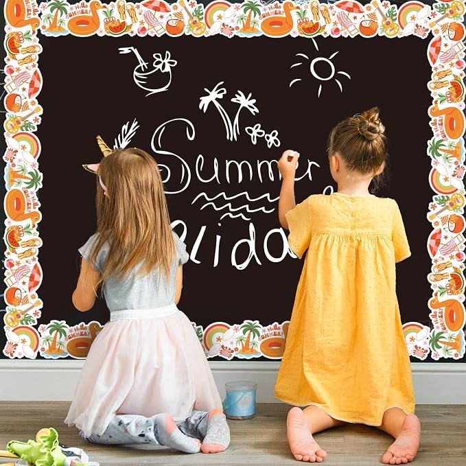FYSUIMU 65.6 Ft Groovy Summer Bulletin Board Borders Retro Tropical Hawaiian