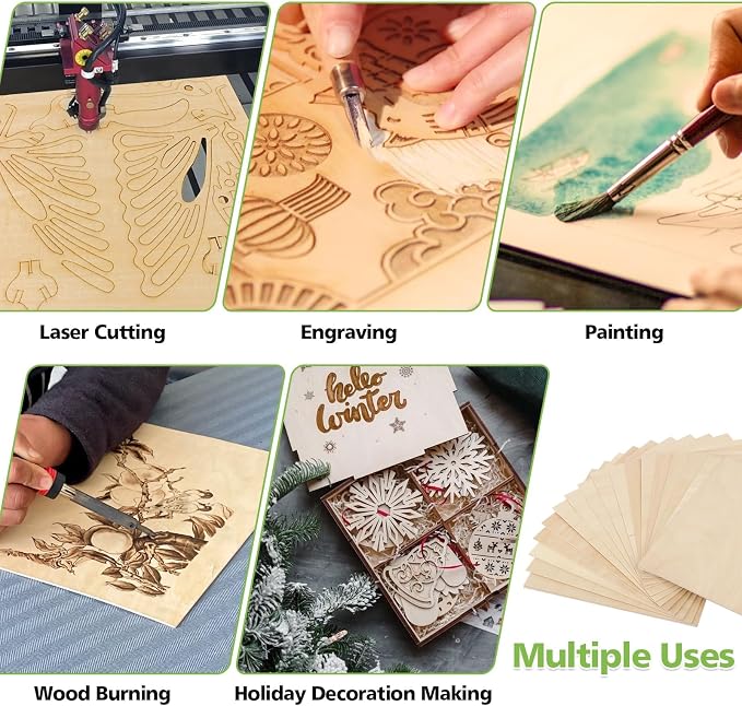 12 Pack Basswood Sheets Plywood Board 24 x 24 x 1/8 Inch- Unfinished Wood Boards